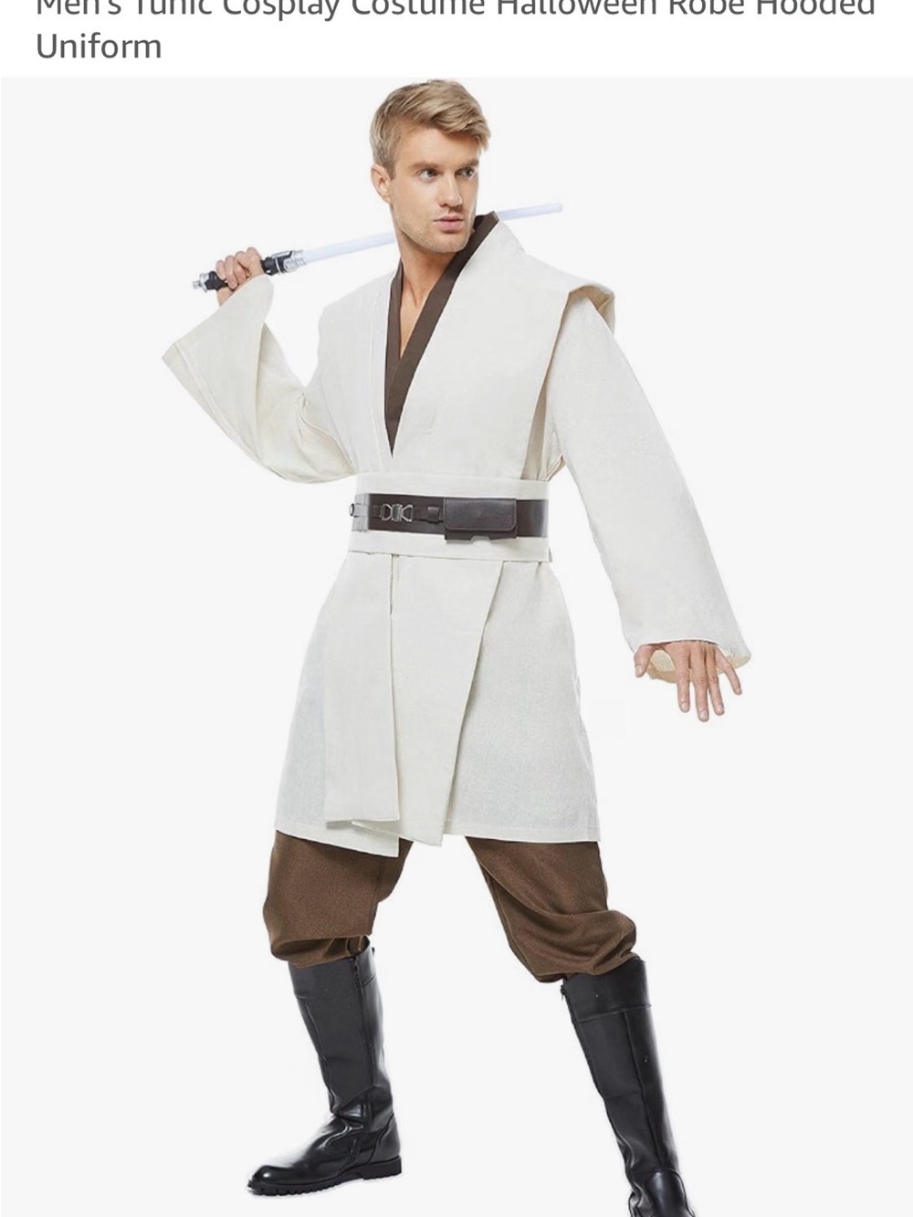 White and Brown Jedi Tunic Costume with Robe